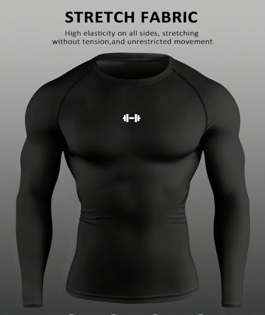 Men’s Long Sleeve Compression T-Shirt – High-Elasticity Athletic Fit for Training & Outdoor Sports 💪