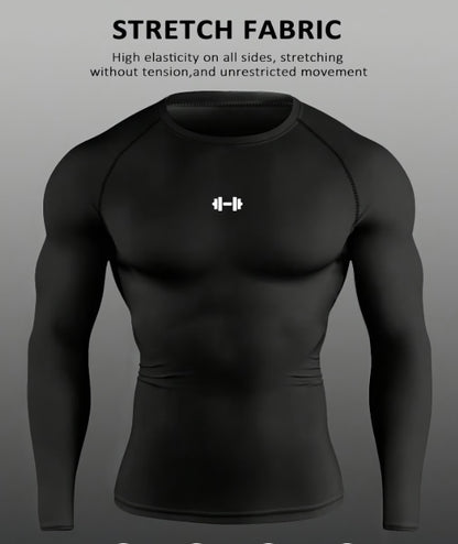 Men’s Long Sleeve Compression T-Shirt – High-Elasticity Athletic Fit for Training & Outdoor Sports 💪